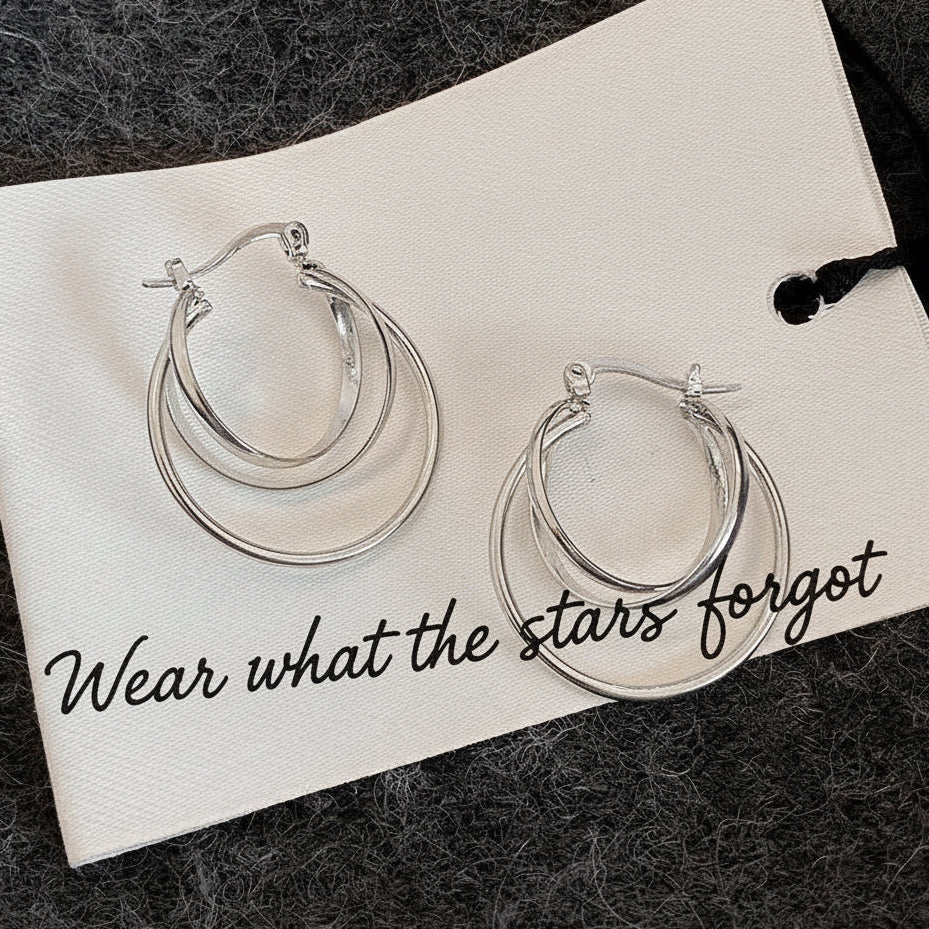 Interlocking Silver Hoop Earrings
