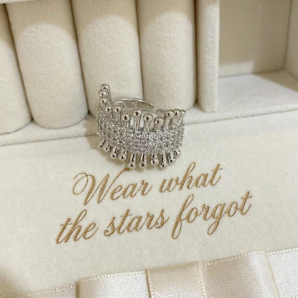Sterling Silver Cubic Zirconia Row Ring Set| hypoallergenic jewelry