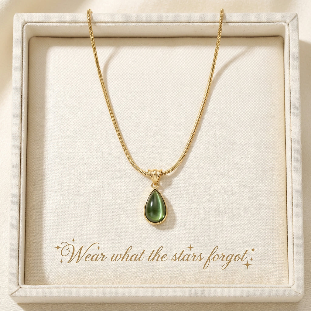 Celestial Green Teardrop Necklace