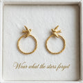 Golden Bird Charm Hoop Earrings