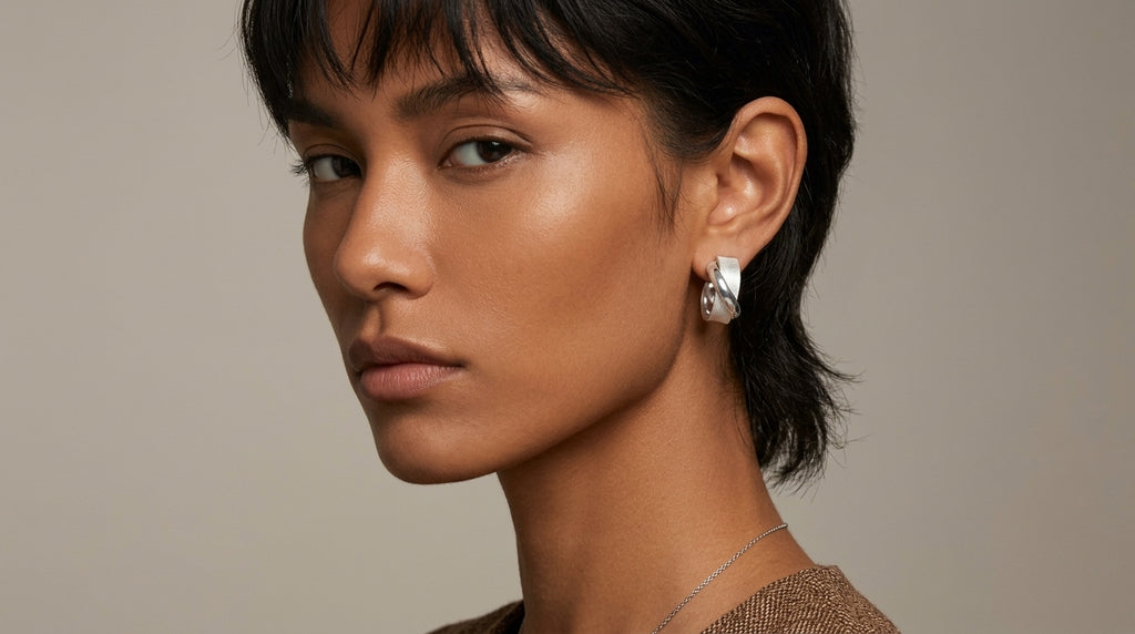 Twisted Silver Hoop Earrings