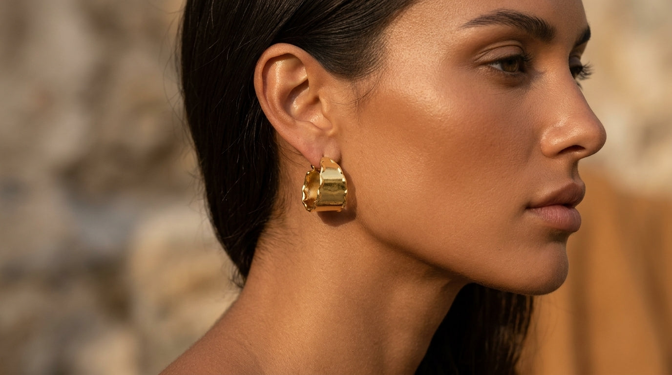 Golden Fluid Hoop Earrings