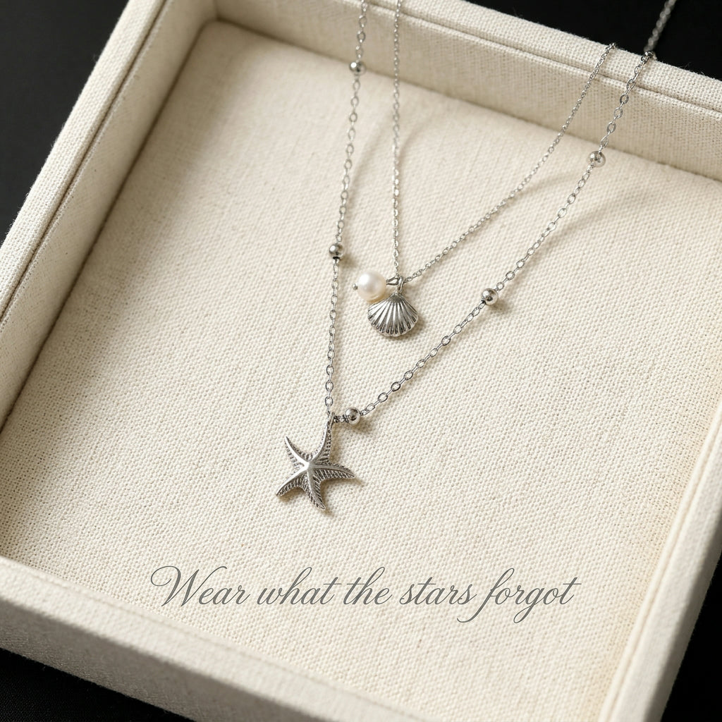 Seashell & Starfish Charm Necklace