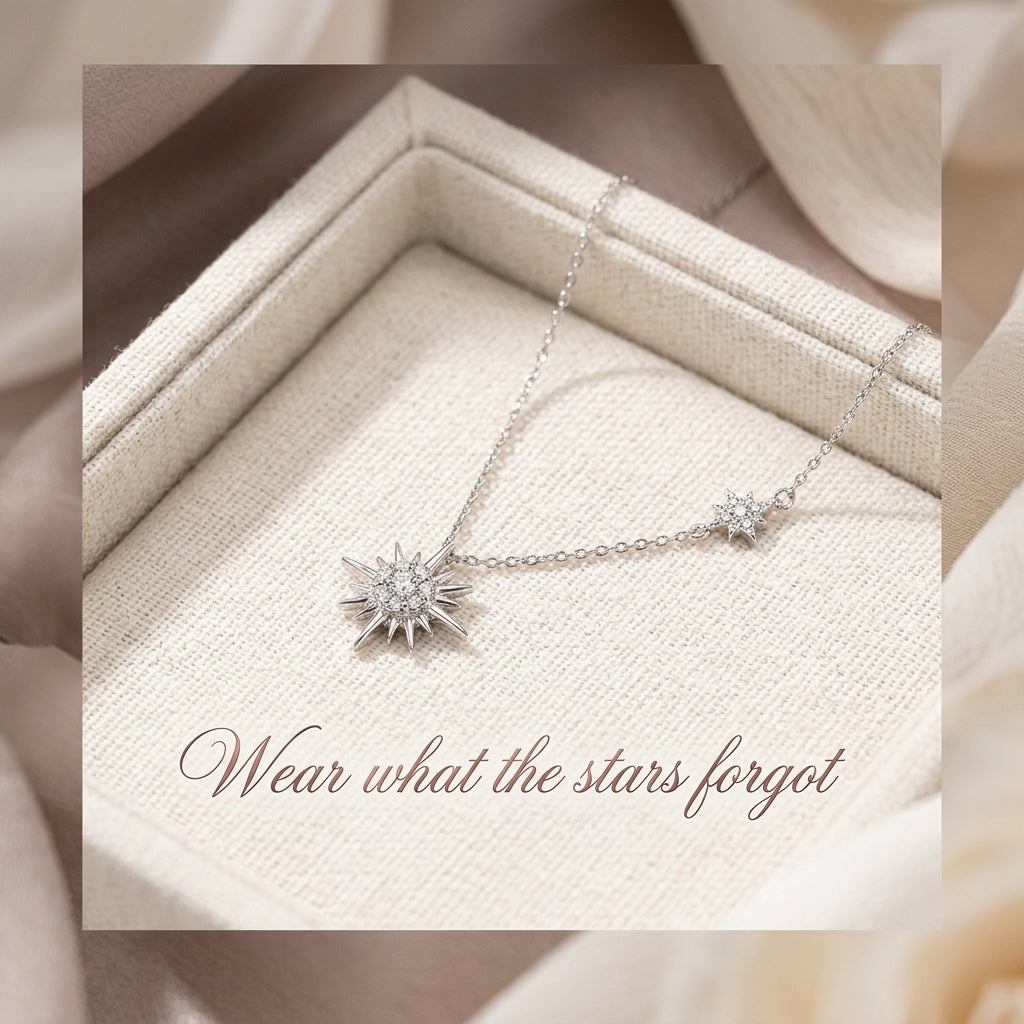 Silver Hexagram Rhinestone Necklace